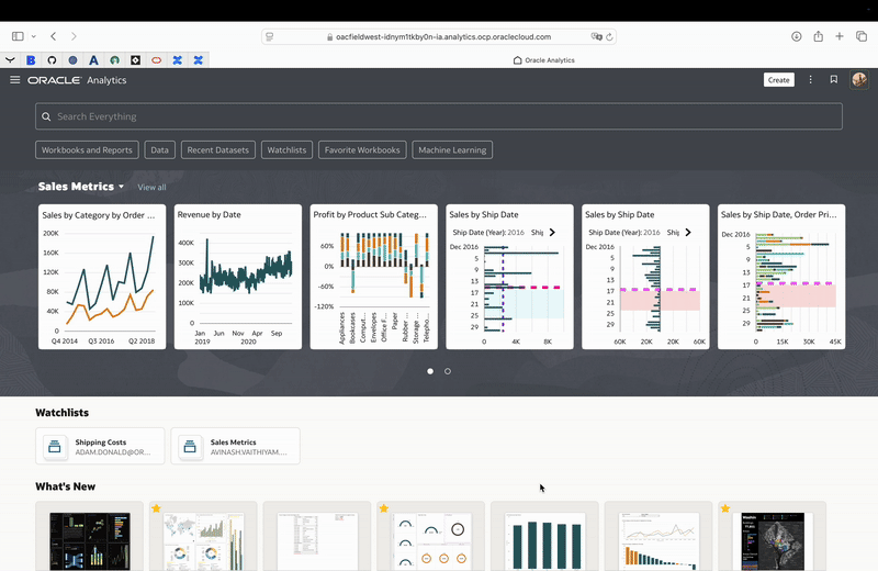 Krok 1 Přihlaste se do Oracle Analytics