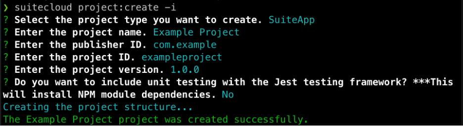 suitecloud project:create