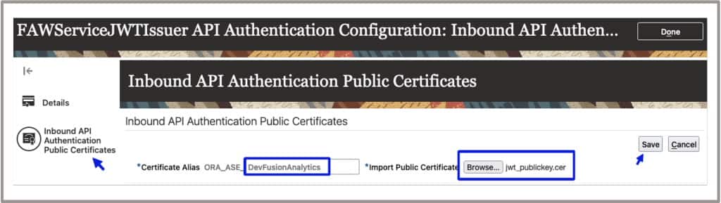 Using a JavaScript Object Notation Web Token with Oracle Fusion Analytics