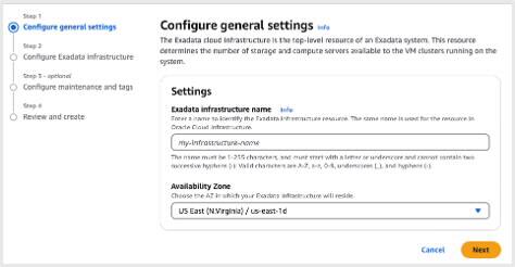 Vytvořte infrastrukturu Exadata