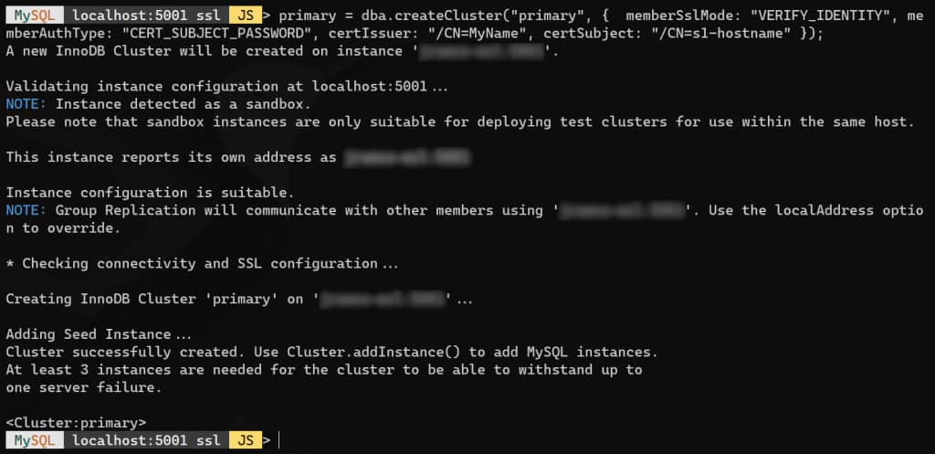 AdminAPI create cluster with encryption and certificate verification