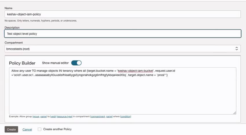 Policy creation in the Console.