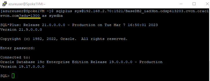Snímek obrazovky řetězce EZConnect s upraveným parametrem SDU.