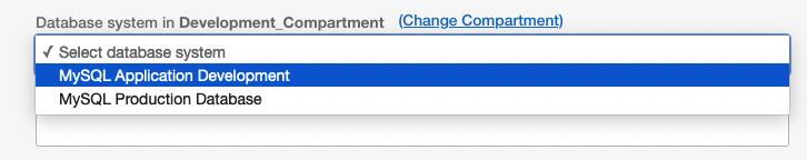 vyberte instanci mysql