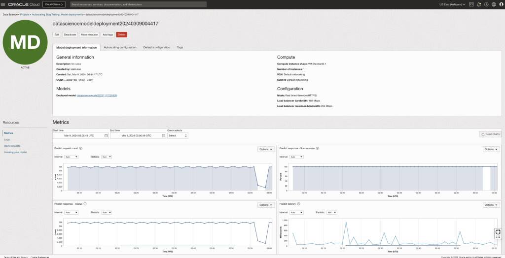 Obrázek 2: Obrázek znázorňující vytvořený prostředek nasazení modelu.