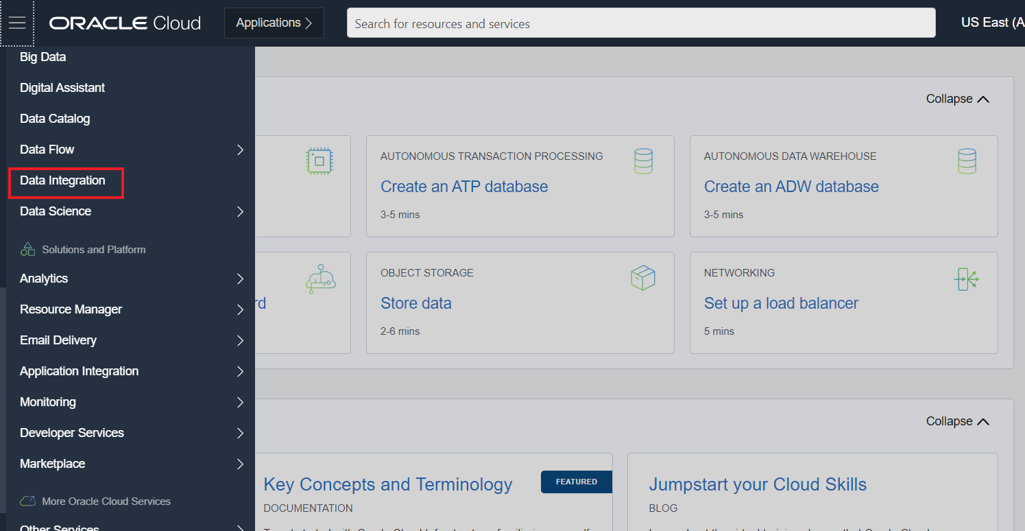 Workspace in Oracle Cloud Infrastructure (OCI) Data Integration