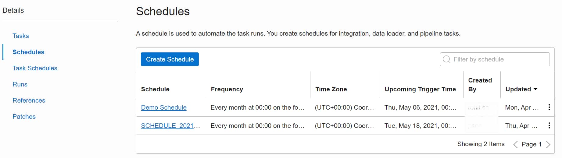 Scheduling tasks in Oracle Cloud Infrastructure (OCI) Data Integration ...