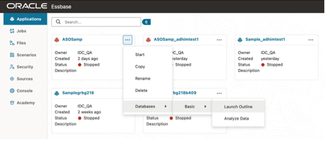 Shortcuts to launch application outlines from home page.