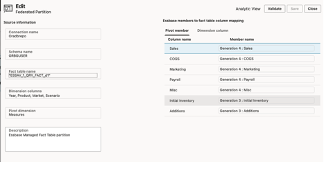 Federated Partitions support for Essbase Managed Fact.
