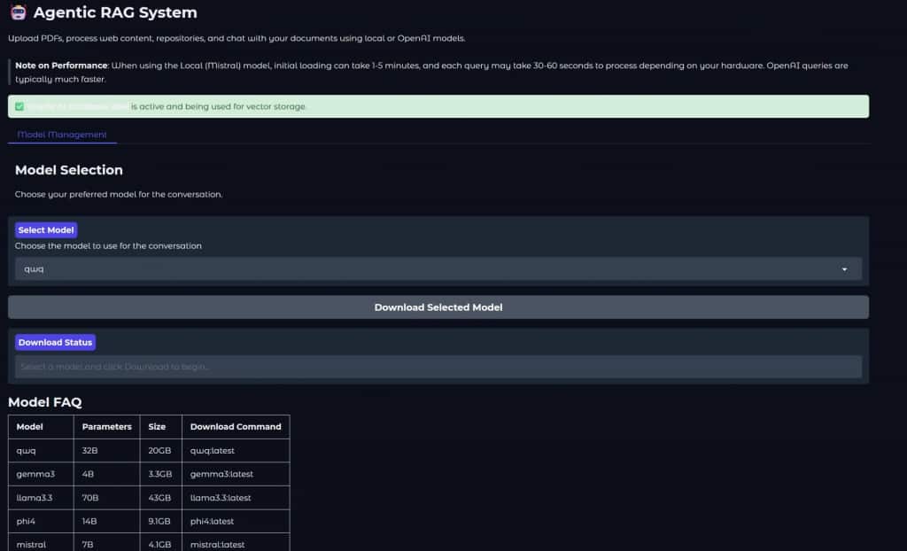 You can use any open-source ollama-based models and chat with them (+RAG) through this UI.
