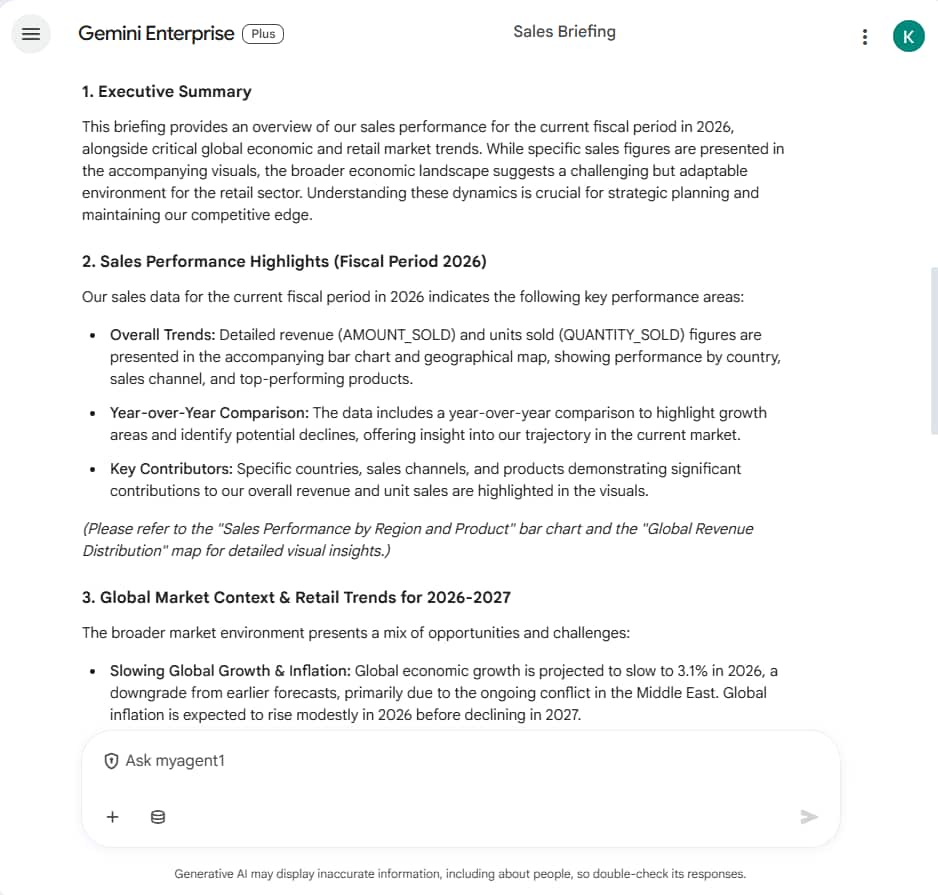The image shows the demo chat output 