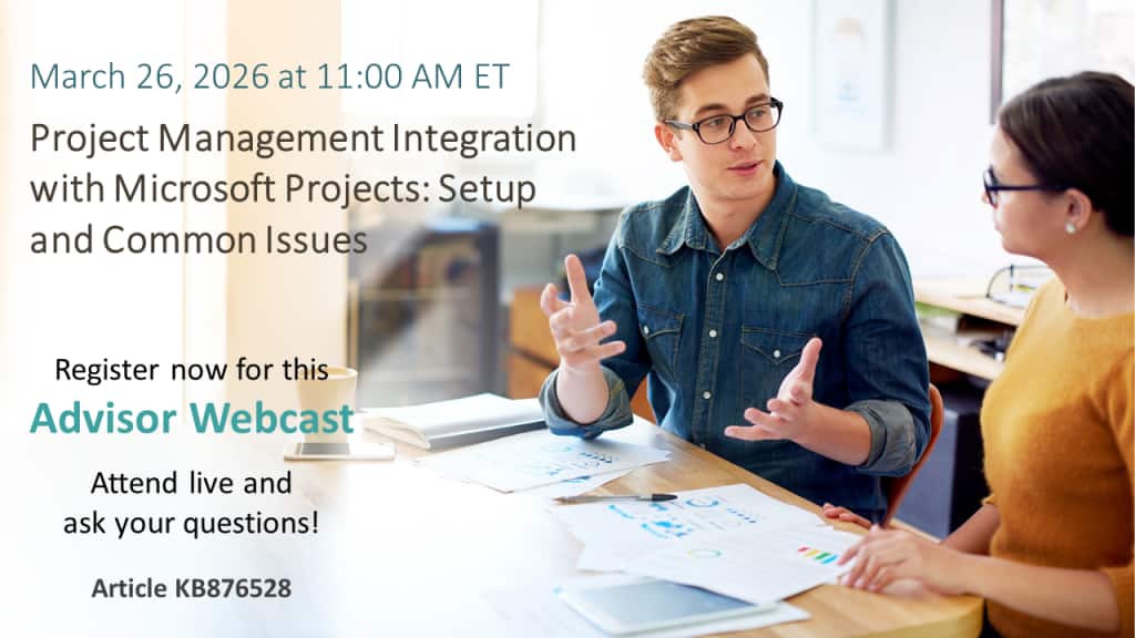 Advisor Webcast for EBS Projects: Project Management Integration with Microsoft Projects
