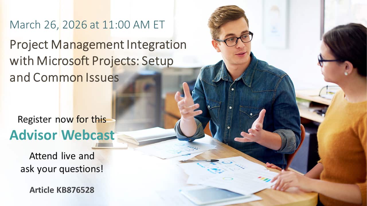 Advisor Webcast for EBS Projects: Project Management Integration with Microsoft Projects