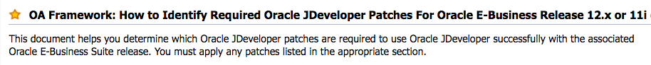 Oracle JDeveloper Patches Required for Creating OA Extensions in EBS 12.2.8