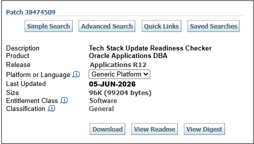 EBS Next Gen Tech Stack Readiness Checker Patch  38474509