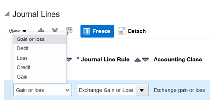 A gain or loss journal line rule