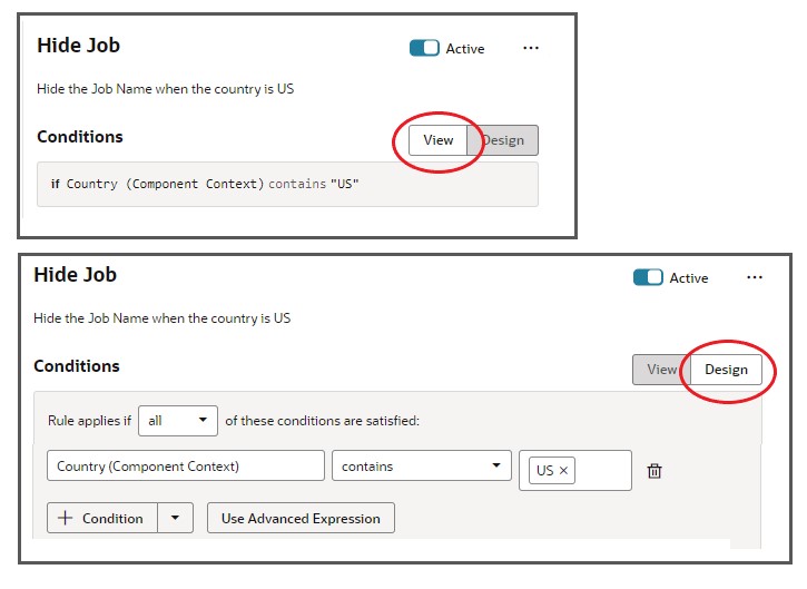 Toggle between View and Design modes