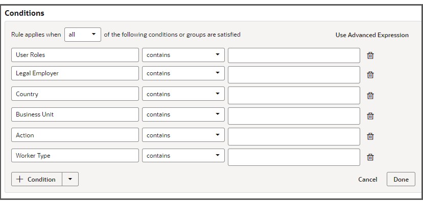 Default Conditions