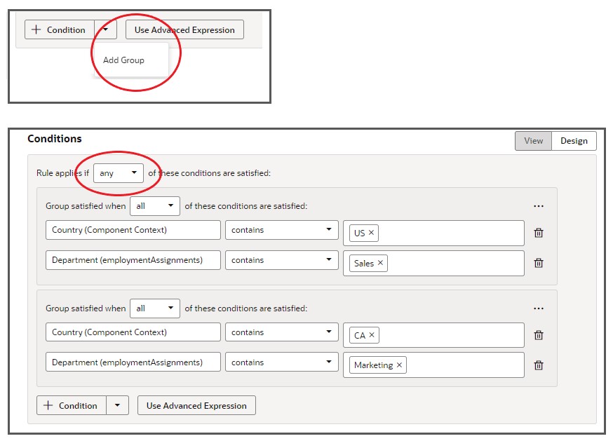 Grouped Conditions
