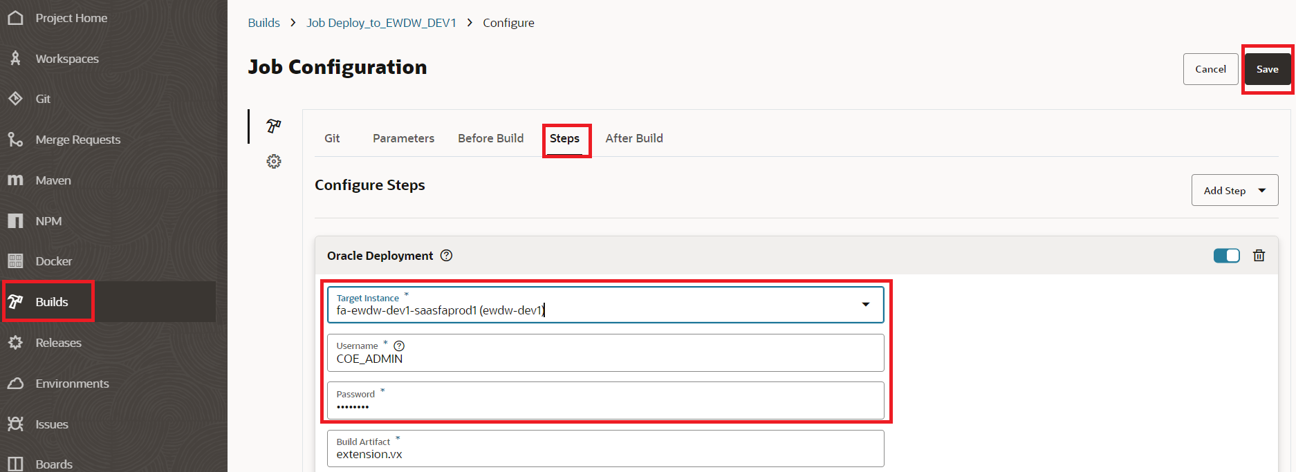 Deploy Job Configuration