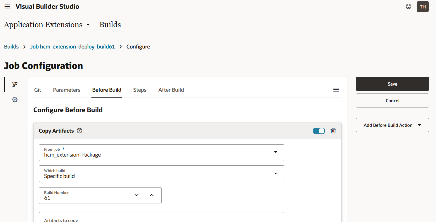 Configure deployment job