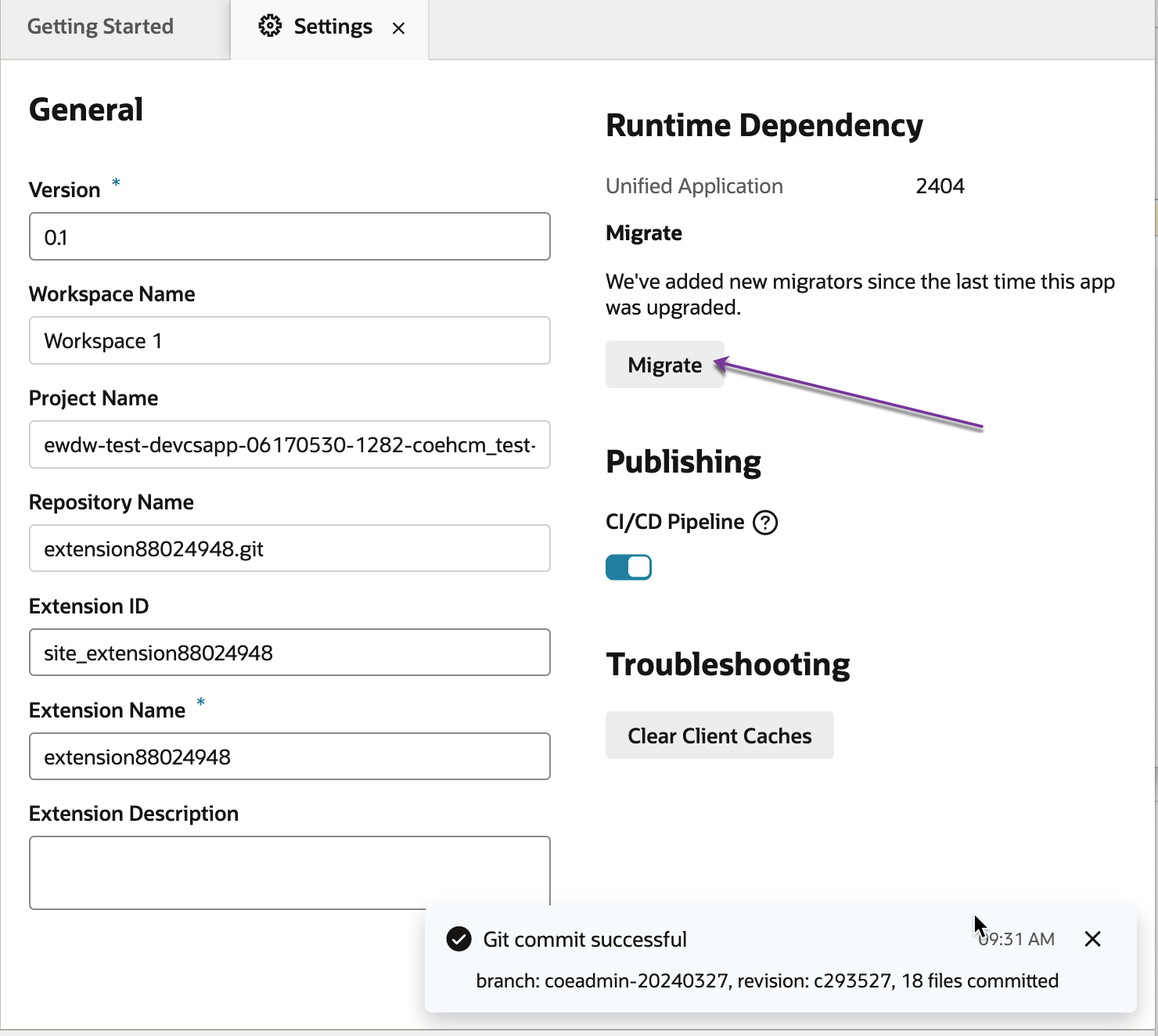 Migrate workspace