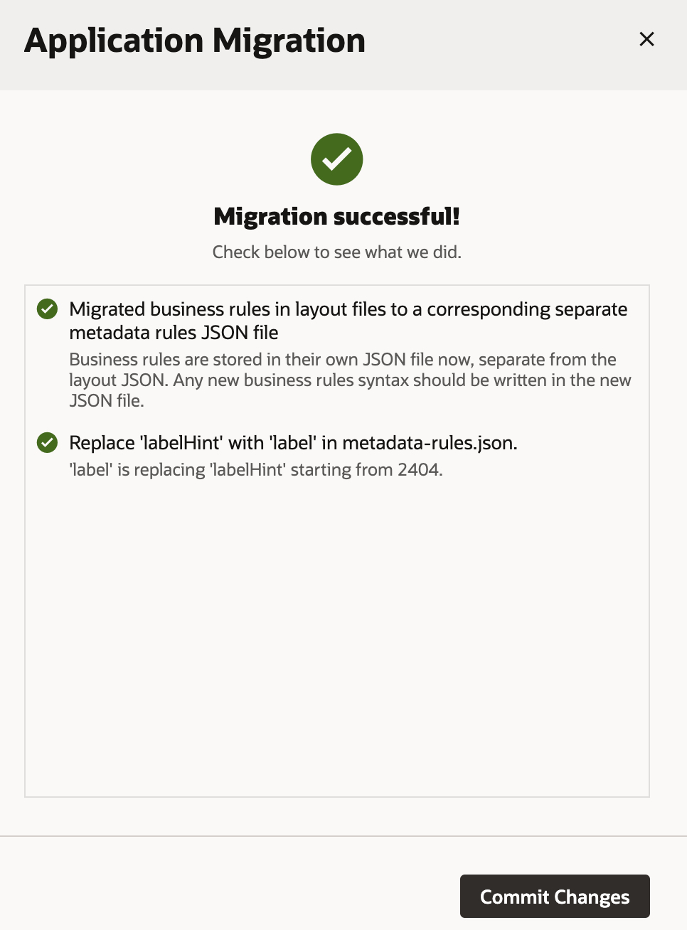 MIgration confirmation
