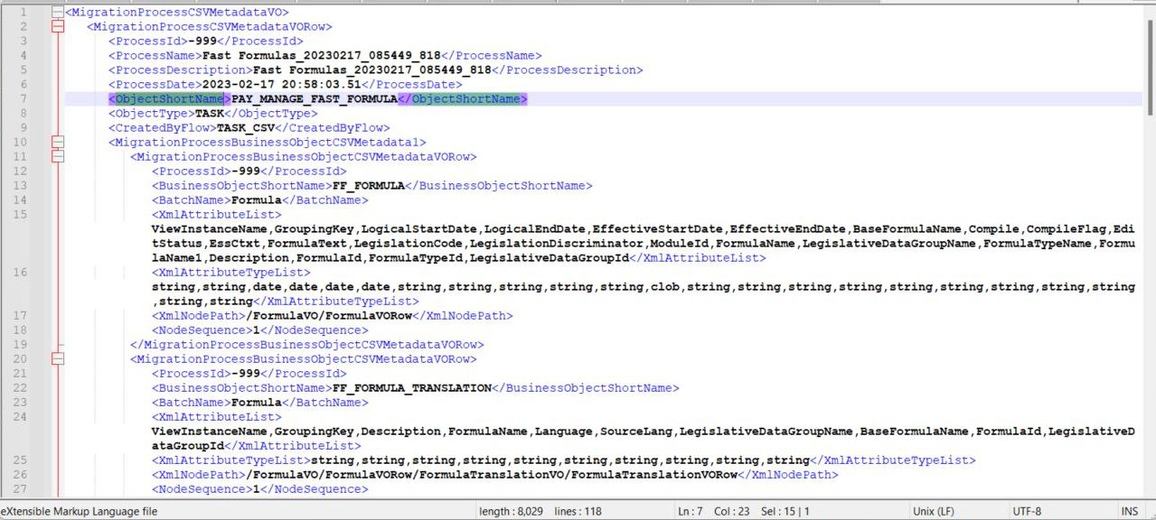 Note the ObjectShortName element PAY_MANAGE_FAST_FORMULA