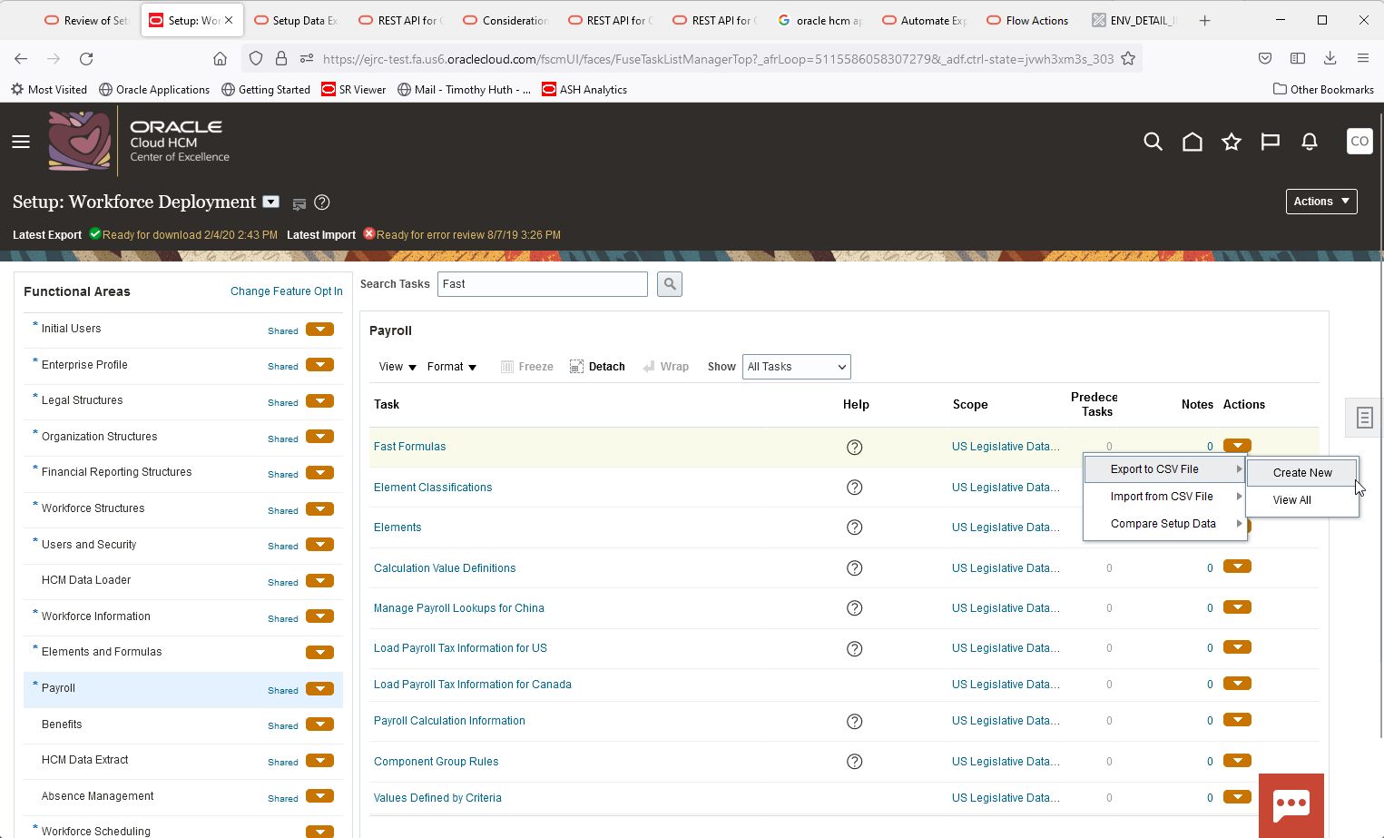 Create a new CSV Export of Fast Formulas