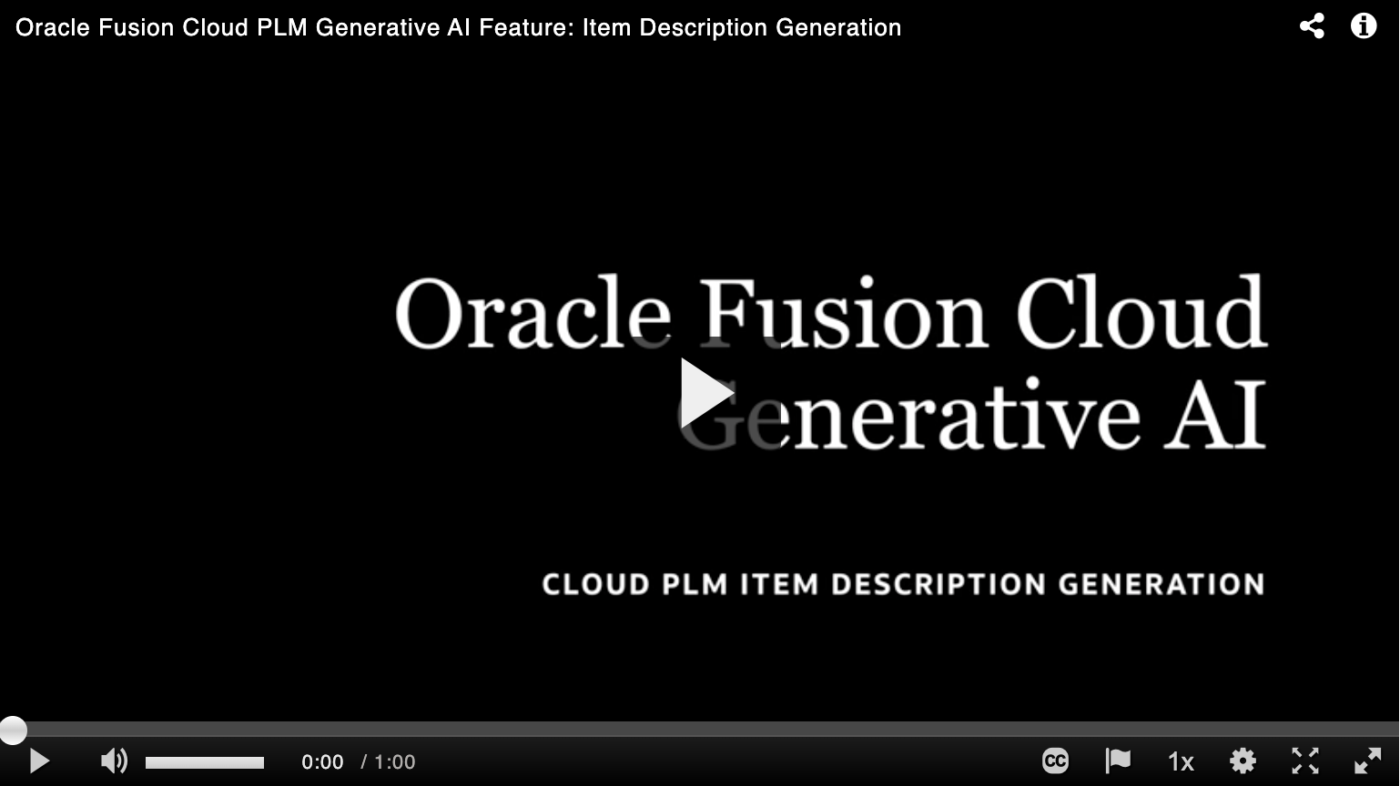 Oracle Fusion Cloud PLM Generative AI: Item Description Generator