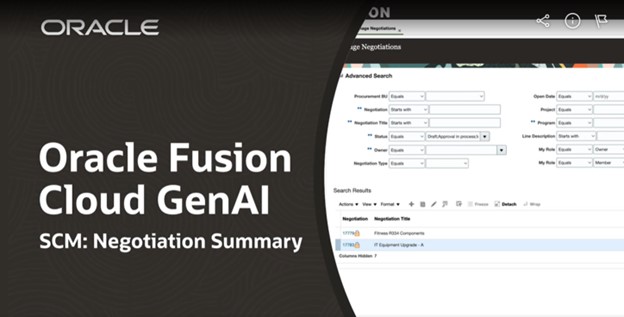 Oracle Fusion Cloud GenAI for supply chains, negotiation summary example