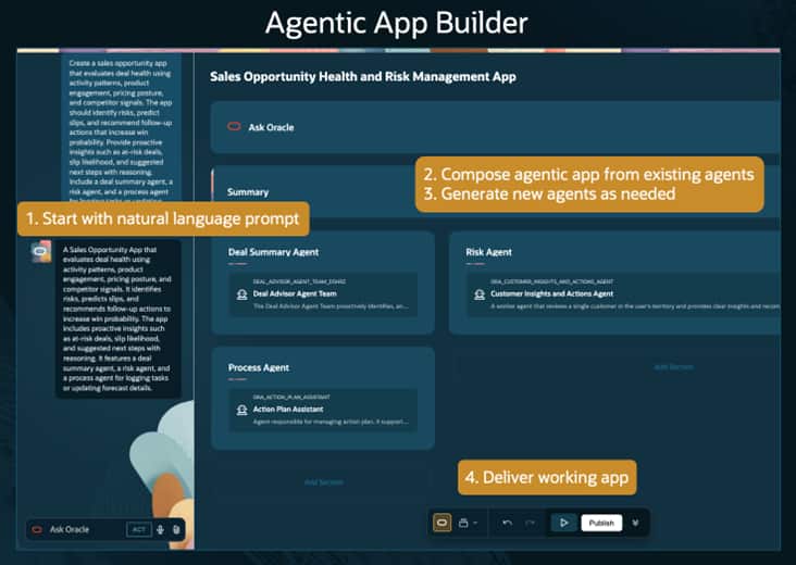 The user interface of Agentic App Builder in AI Agent Studio.