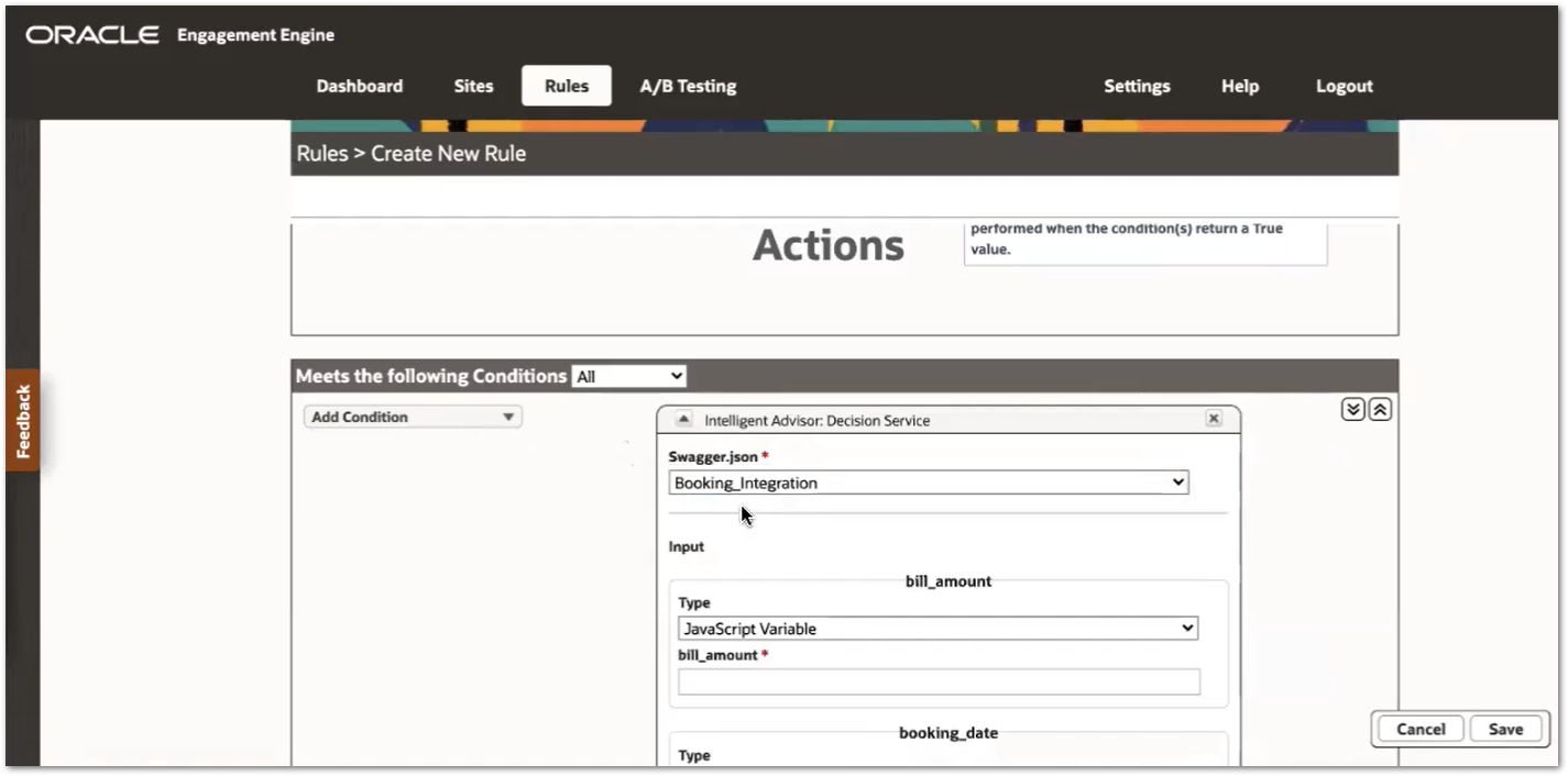 Engagement Engine support for Intelligent Advisor decision services