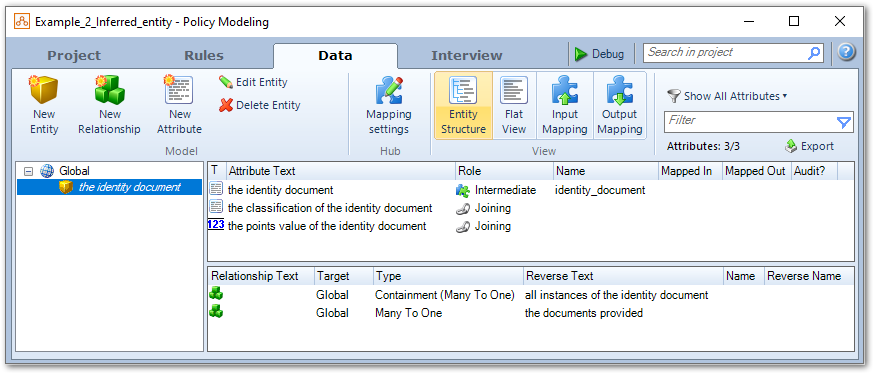 An inferred entity for 'the identity document' in Policy Modeling