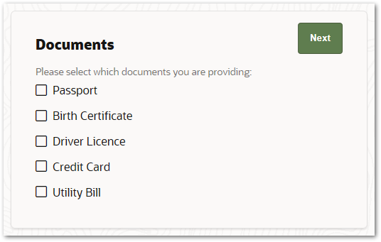 Inferred instance options on an interview screen