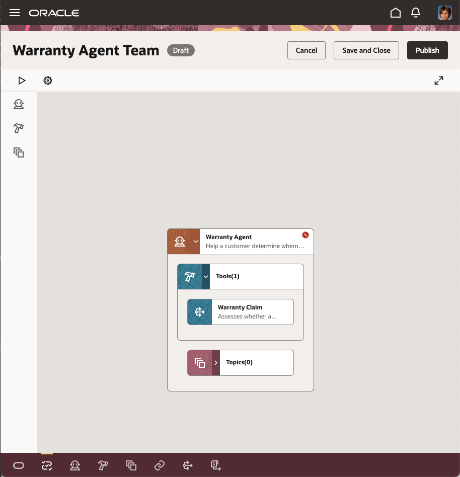 Fusion AI Agent Team with decision service tool configured