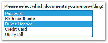 A multi-select fixed list in an interview
