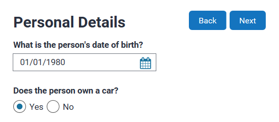 OPA interview screen with questions in third person