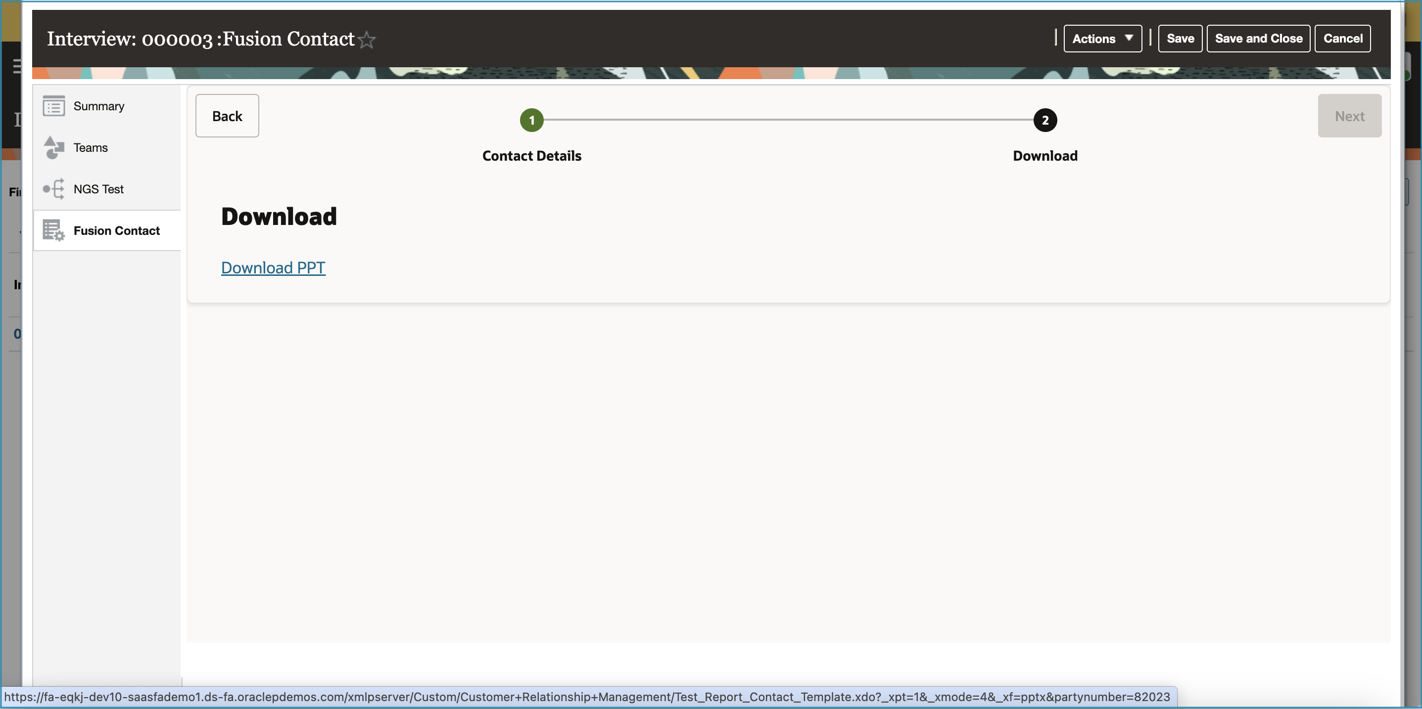 Final deployed interview in Fusion Sales with Download PPT link