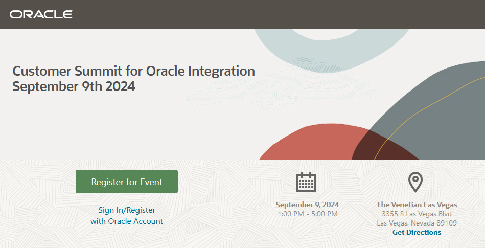 Customer Summit for Oracle Integration September 9th 2024