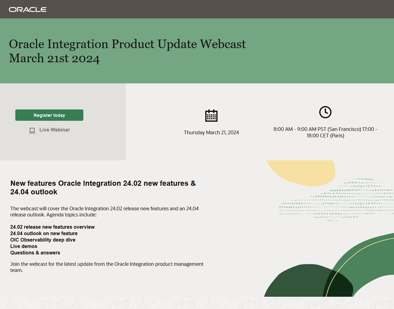 Oracle Integration Product Update Webcast March 21st 2024