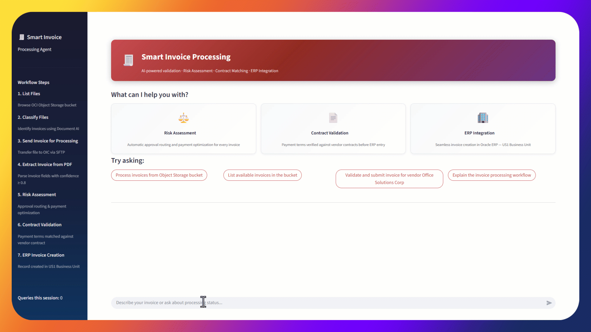 invoice processing agentic chatbot