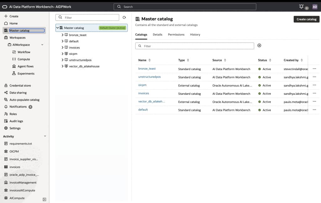 Master catalog in AIDP
