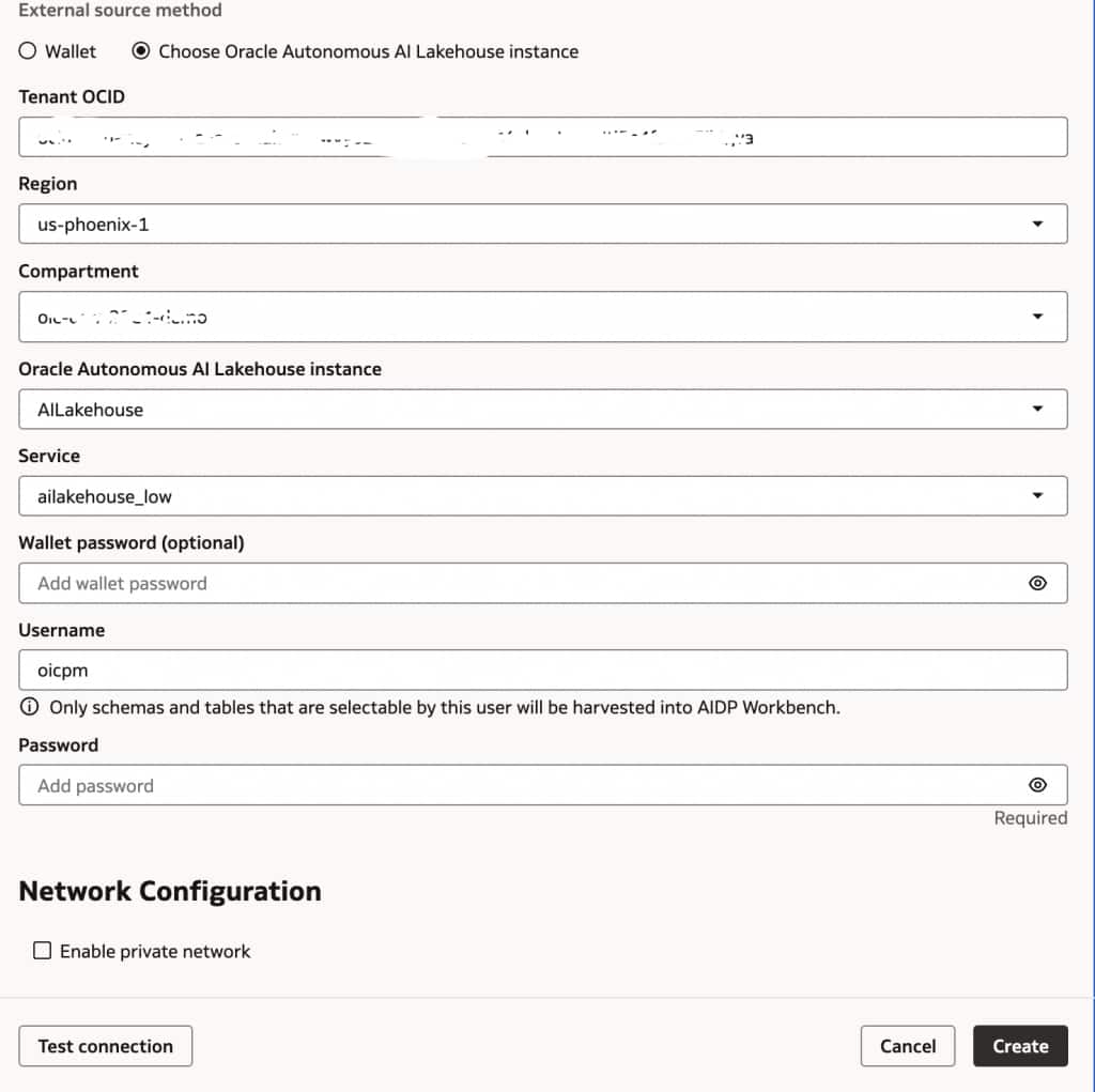Connect to Autonomous AI Lakehouse