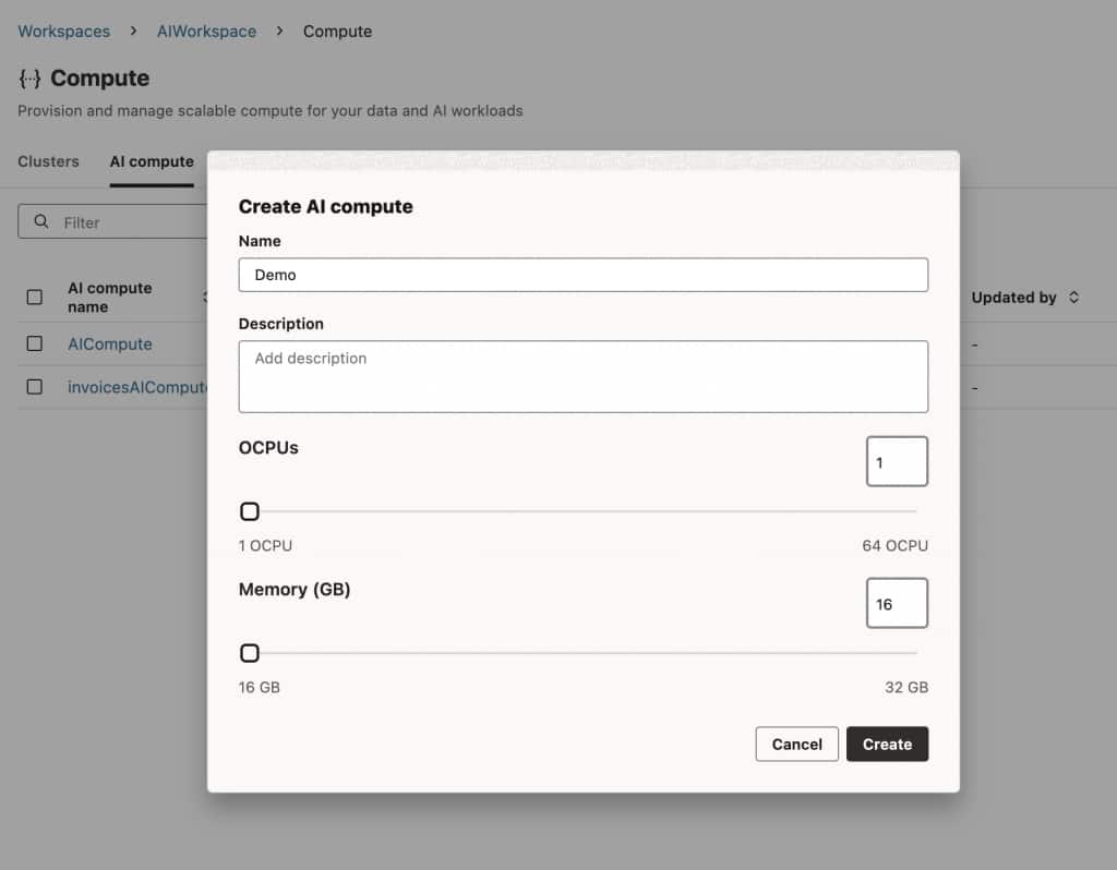 Create AI compute to have the resources required for AI workloads