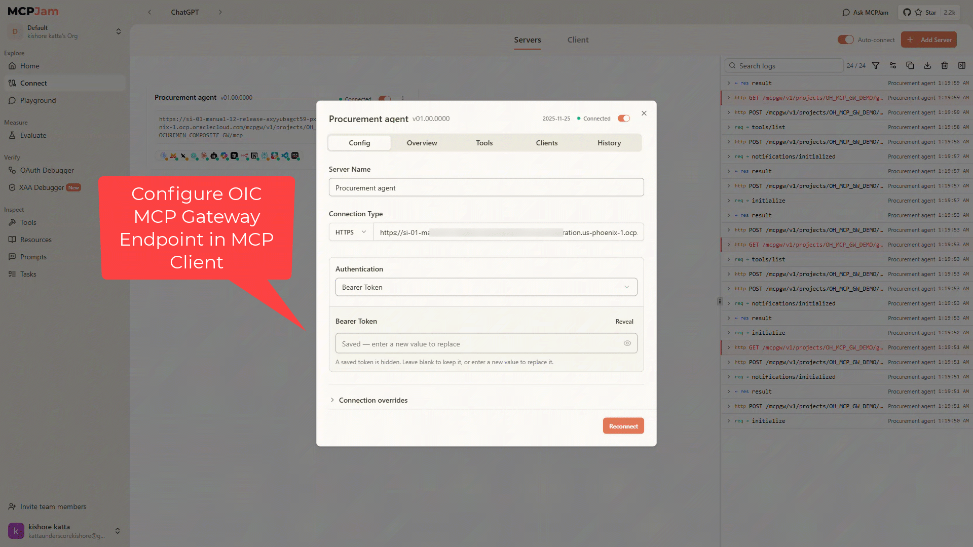 configure gw endpoint in mcp client