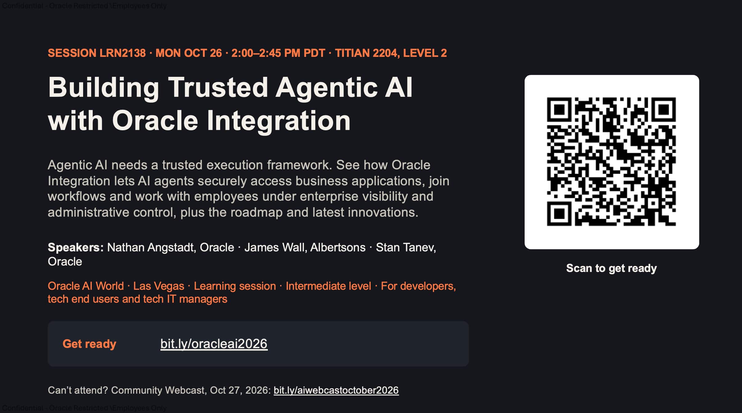Building Trusted Agentic AI with Oracle Integration – Join us at Oracle AI World 2026