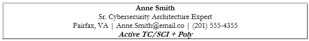 security clearance on resume example