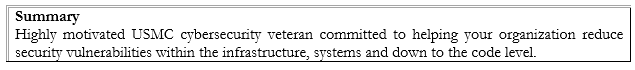 Example of how to intertwine military experience into resume