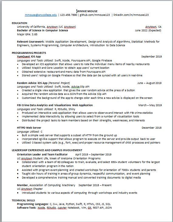 AFTER Example Resume